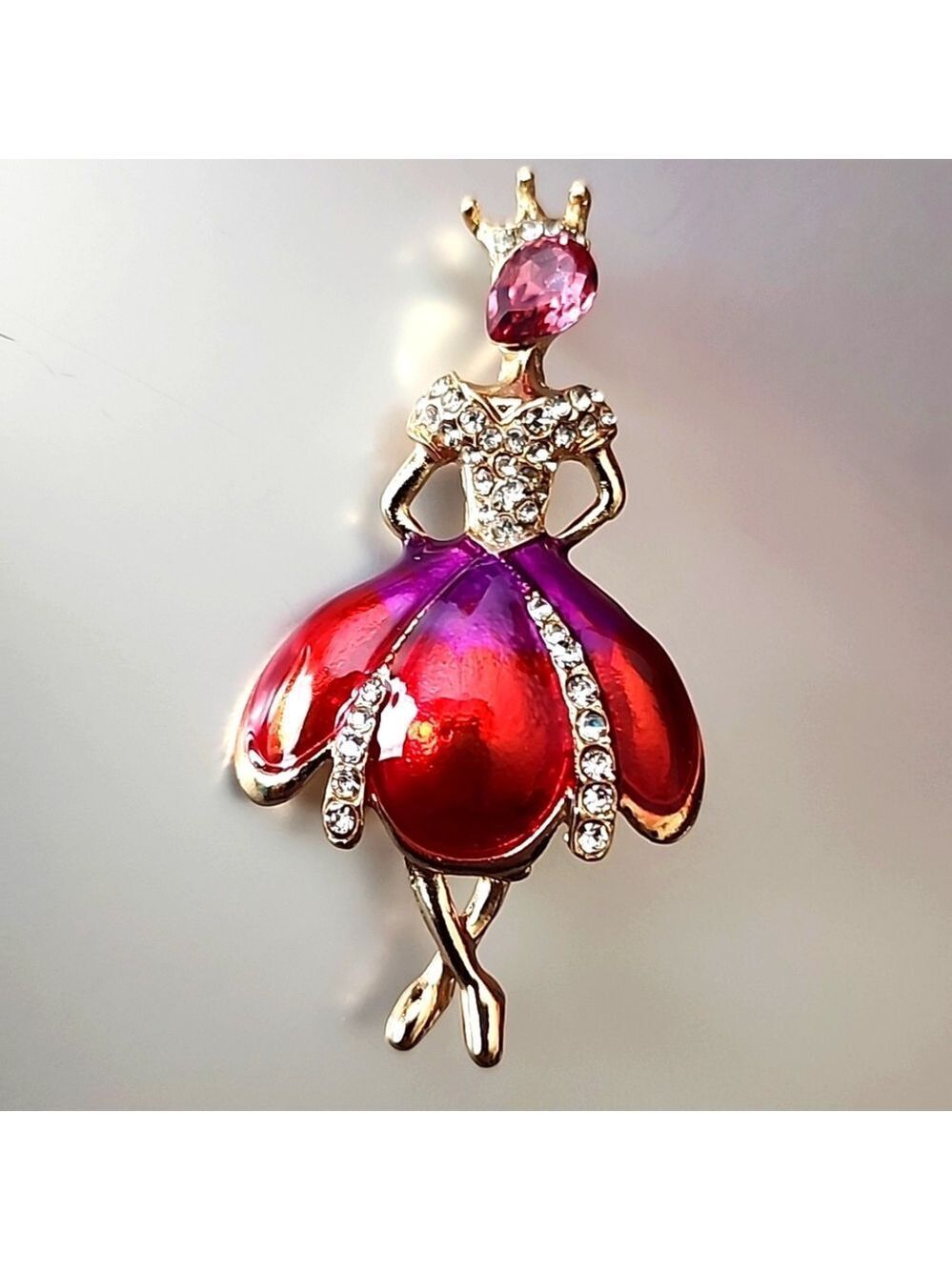 BALLERINA Gemstone Brooch Necklace Combo